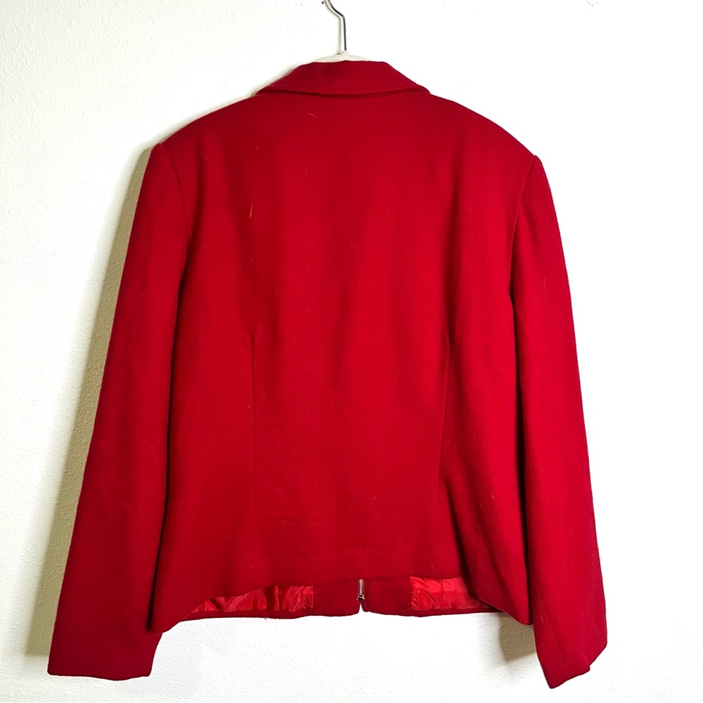Vintage 90s 100% wool Sag Harbor Women's Bold Red Blazer academia indie prep - Picture 6 of 8